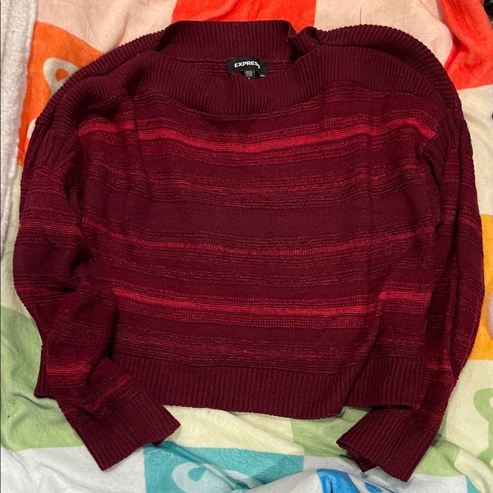 Express Deep Red Knit Crop Sweater